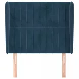 sötétkék bársony fejtámla szárnyakkal 93 x 23 x 118/128 cm