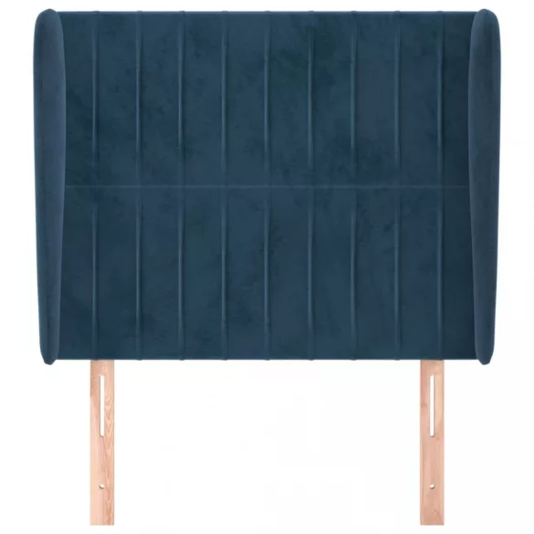 sötétkék bársony fejtámla szárnyakkal 103 x 23 x 118/128 cm
