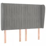 világosszürke bársony fejtámla szárnyakkal147 x 23 x 118/128 cm