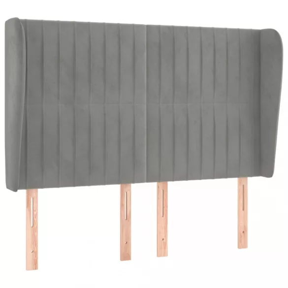 világosszürke bársony fejtámla szárnyakkal147 x 23 x 118/128 cm