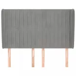 világosszürke bársony fejtámla szárnyakkal147 x 23 x 118/128 cm