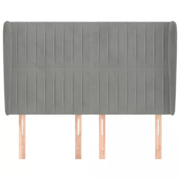 világosszürke bársony fejtámla szárnyakkal147 x 23 x 118/128 cm