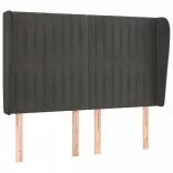 sötétszürke bársony fejtámla szárnyakkal 147 x 23 x 118/128 cm