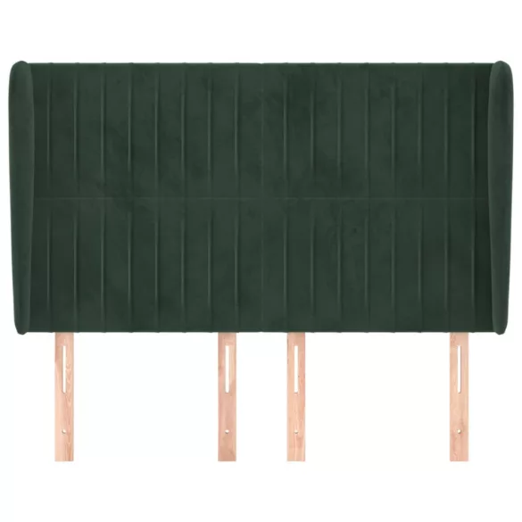 sötétzöld bársony fejtámla szárnyakkal 147 x 23 x 118/128 cm