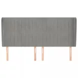 világosszürke bársony fejtámla szárnyakkal 163x23x118/128 cm