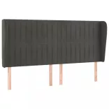 sötétszürke bársony fejtámla szárnyakkal 203x23x118/128 cm