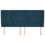 sötétkék bársony fejtámla szárnyakkal 203x23x118/128 cm