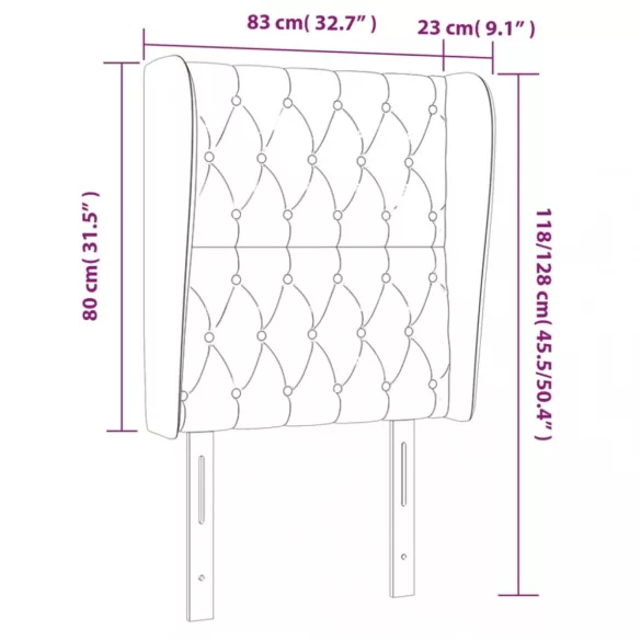 sötétszürke szövet fejtámla szárnyakkal 83 x 23 x 118/128 cm