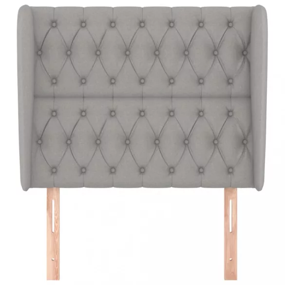 világosszürke szövet fejtámla szárnyakkal 103 x 23 x 118/128 cm