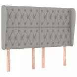 világosszürke szövet fejtámla szárnyakkal 163x23x118/128 cm