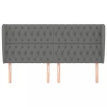 sötétszürke szövet fejtámla szárnyakkal 183x23x118/128 cm