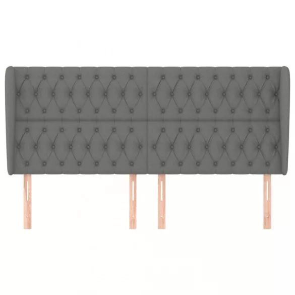 sötétszürke szövet fejtámla szárnyakkal 183x23x118/128 cm