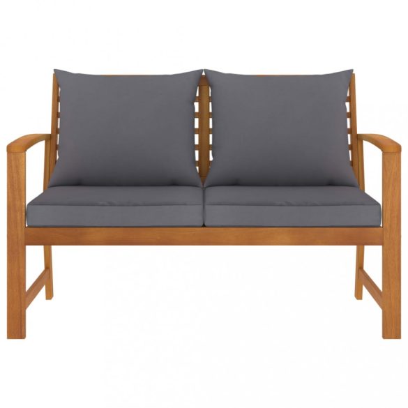 tömör akácfa kerti pad sötétszürke párnával 120 cm