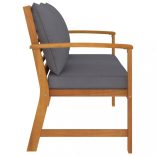 tömör akácfa kerti pad sötétszürke párnával 120 cm