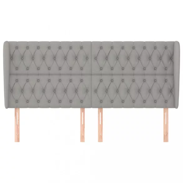 világosszürke szövet fejtámla szárnyakkal 203x23x118/128 cm