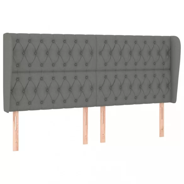sötétszürke szövet fejtámla szárnyakkal 203x23x118/128 cm