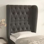 sötétszürke bársony fejtámla szárnyakkal 83 x 23 x 118/128 cm
