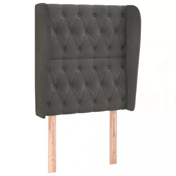 sötétszürke bársony fejtámla szárnyakkal 83 x 23 x 118/128 cm