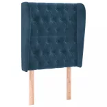 sötétkék bársony fejtámla szárnyakkal 83 x 23 x 118/128 cm