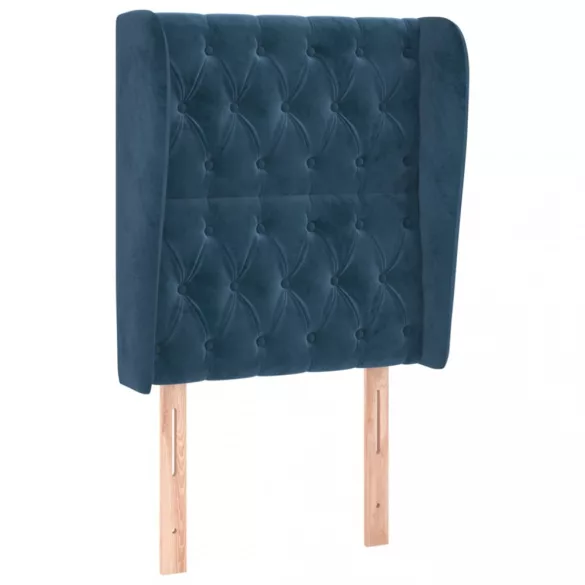 sötétkék bársony fejtámla szárnyakkal 83 x 23 x 118/128 cm