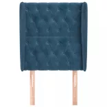 sötétkék bársony fejtámla szárnyakkal 83 x 23 x 118/128 cm