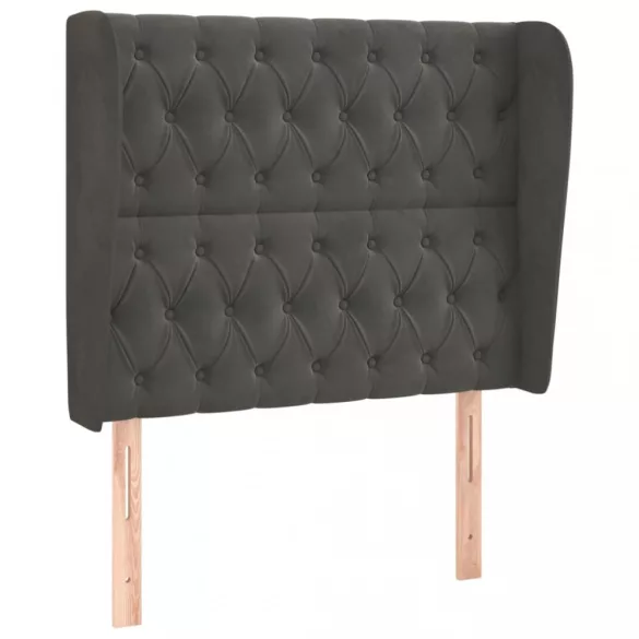 sötétszürke bársony fejtámla szárnyakkal 93 x 23 x 118/128 cm