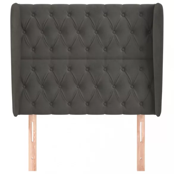 sötétszürke bársony fejtámla szárnyakkal 93 x 23 x 118/128 cm