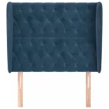 sötétkék bársony fejtámla szárnyakkal 103 x 23 x 118/128 cm