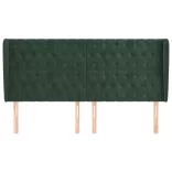 sötétzöld bársony fejtámla szárnyakkal 183x23x118/128 cm
