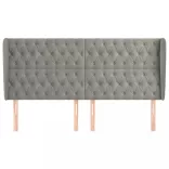 világosszürke bársony fejtámla szárnyakkal 203x23x118/128 cm