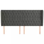 sötétszürke bársony fejtámla szárnyakkal 203x23x118/128 cm