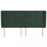 sötétzöld bársony fejtámla szárnyakkal203x23x118/128 cm