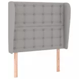 világosszürke szövet fejtámla szárnyakkal 93 x 23 x 118/128 cm