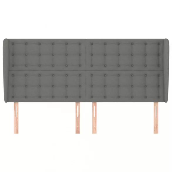 sötétszürke szövet fejtámla szárnyakkal 203x23x118/128 cm