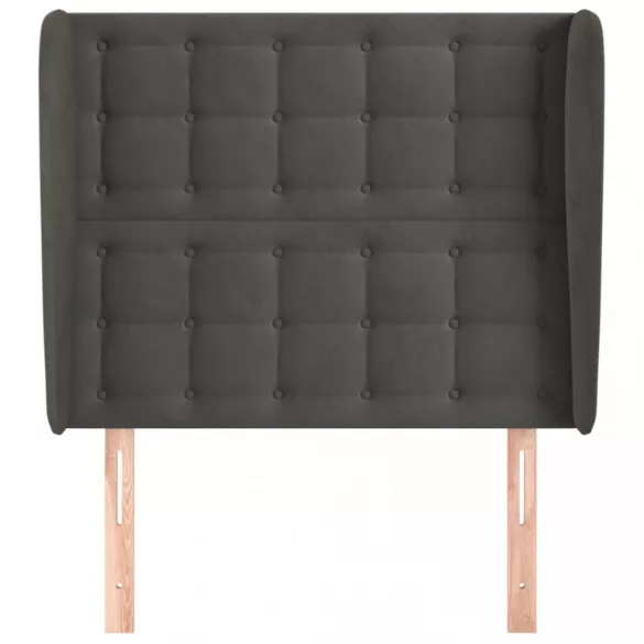 sötétszürke bársony fejtámla szárnyakkal 83 x 23 x 118/128 cm