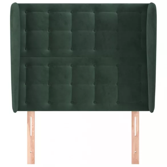 sötétzöld bársony fejtámla szárnyakkal 83 x 23 x 118/128 cm