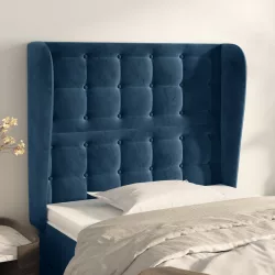   sötétkék bársony fejtámla szárnyakkal 83 x 23 x 118/128 cm