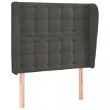 sötétszürke bársony fejtámla szárnyakkal 93 x 23 x 118/128 cm