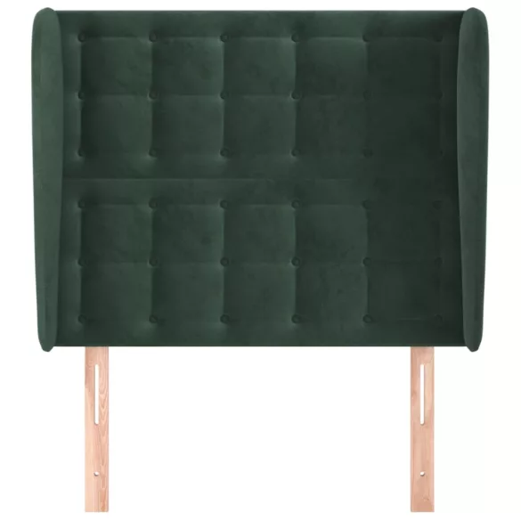 sötétzöld bársony fejtámla szárnyakkal 93 x 23 x 118/128 cm