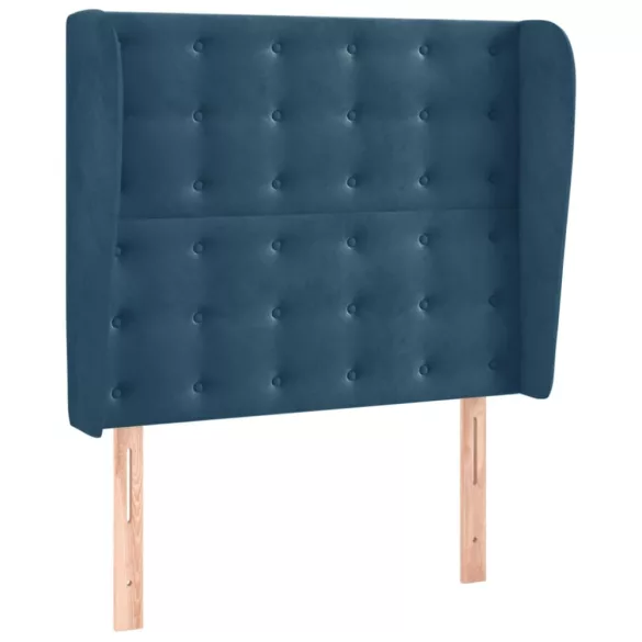 sötétkék bársony fejtámla szárnyakkal 93 x 23 x 118/128 cm