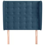 sötétkék bársony fejtámla szárnyakkal 93 x 23 x 118/128 cm
