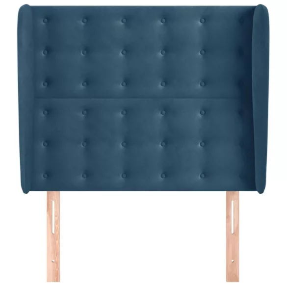 sötétkék bársony fejtámla szárnyakkal 93 x 23 x 118/128 cm