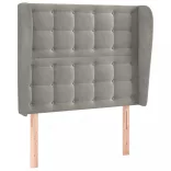 világosszürke bársony fejtámla szárnyakkal103 x 23 x 118/128 cm