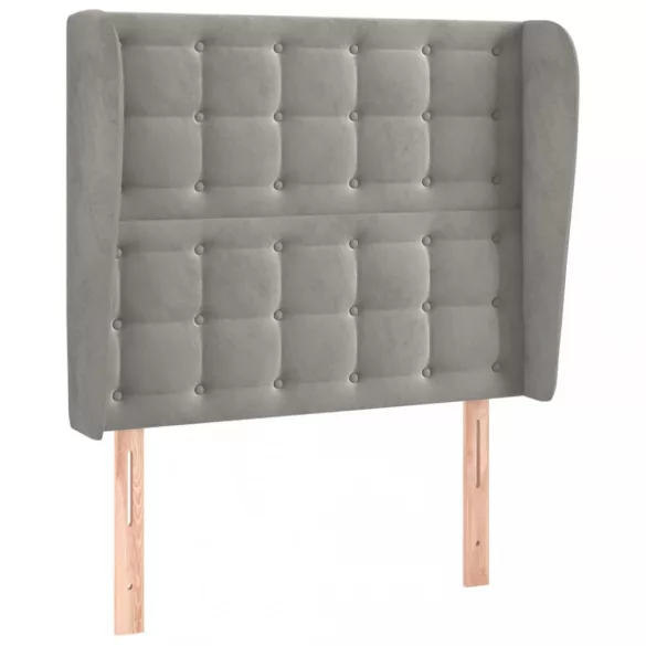 világosszürke bársony fejtámla szárnyakkal103 x 23 x 118/128 cm