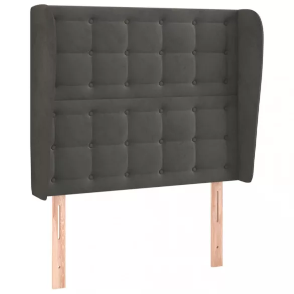 sötétszürke bársony fejtámla szárnyakkal 103 x 23 x 118/128 cm