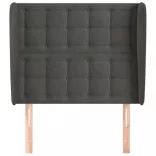 sötétszürke bársony fejtámla szárnyakkal 103 x 23 x 118/128 cm