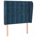 sötétkék bársony fejtámla szárnyakkal 103 x 23 x 118/128 cm