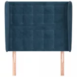 sötétkék bársony fejtámla szárnyakkal 103 x 23 x 118/128 cm