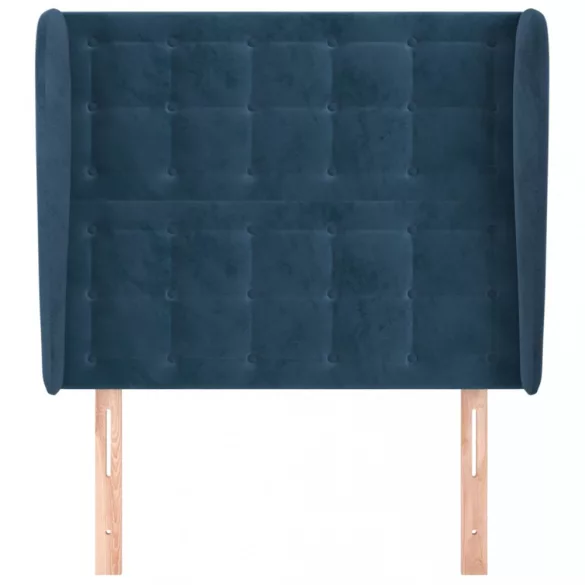 sötétkék bársony fejtámla szárnyakkal 103 x 23 x 118/128 cm