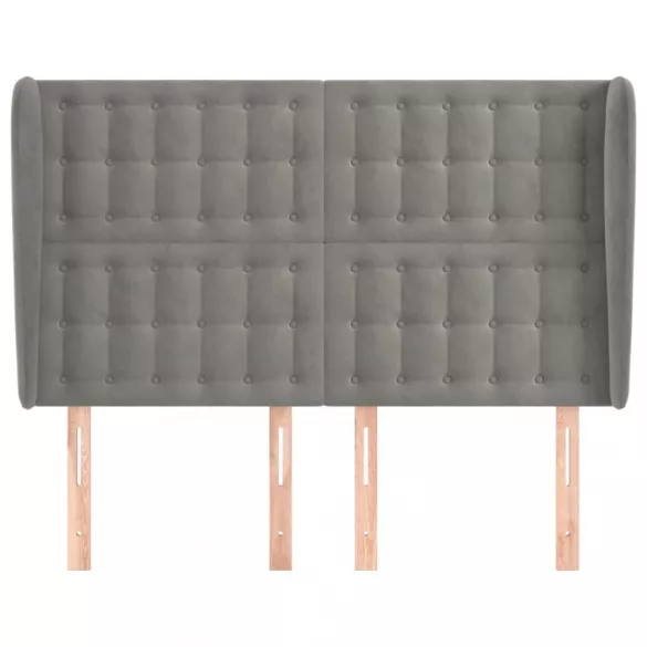 világosszürke bársony fejtámla szárnyakkal147 x 23 x 118/128 cm